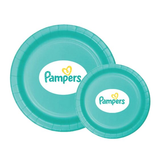 Mom's To Be Diaper Party Disposable Custom Pamphers Plates Set dad to be - Picture 1 of 4